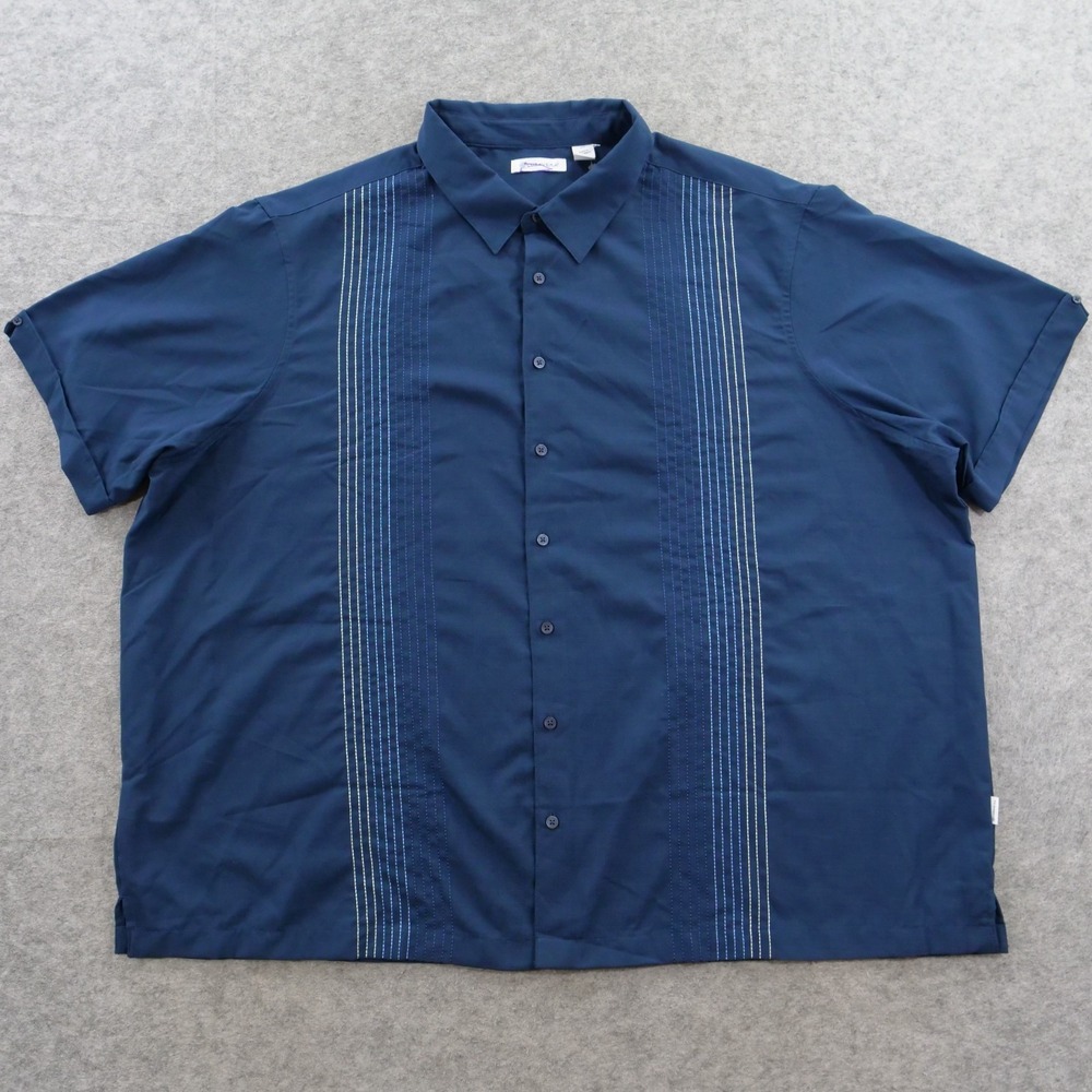 Cubavera Shirt Mens 4X Blue Vertical Stitch Pintuck Guayabera Short Sleeve New